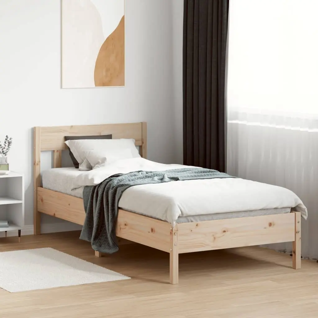 Bed Frame Bedroom 90x190 cm Solid Pine Wood Brown