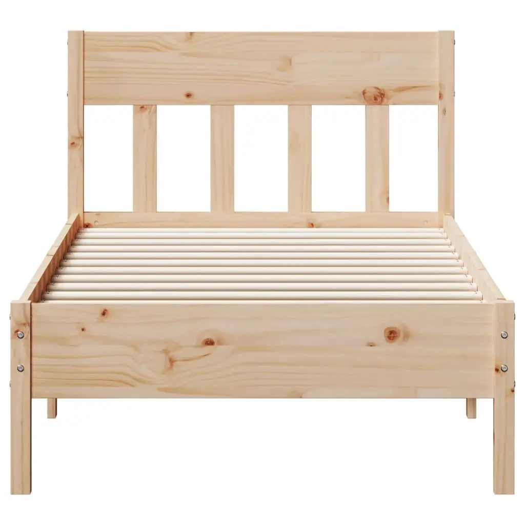 Bed Frame Bedroom 90x190 cm Solid Pine Wood Brown