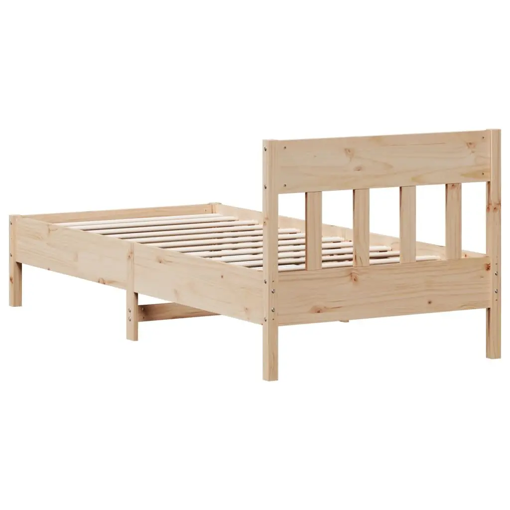 Bed Frame Bedroom 90x190 cm Solid Pine Wood Brown