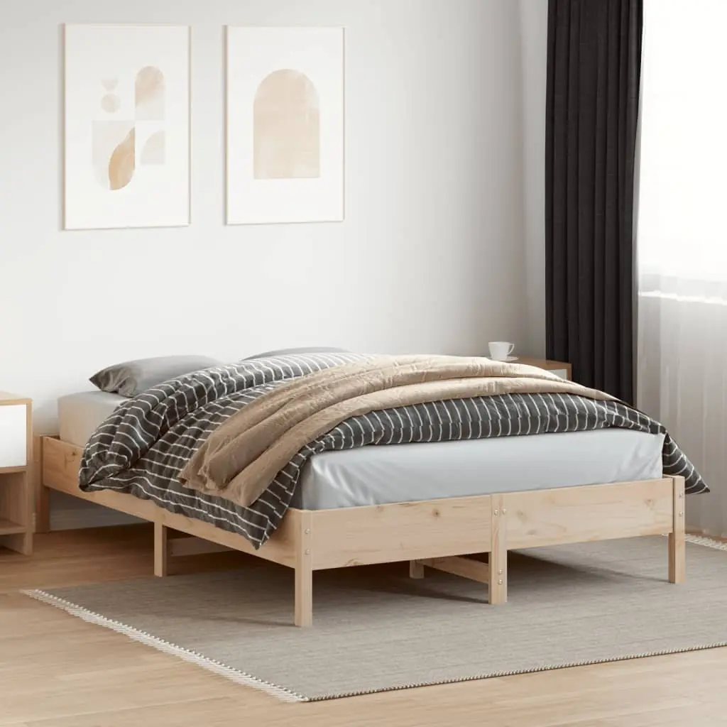 Solid Pine Wood Bed Frame 150x200 cm