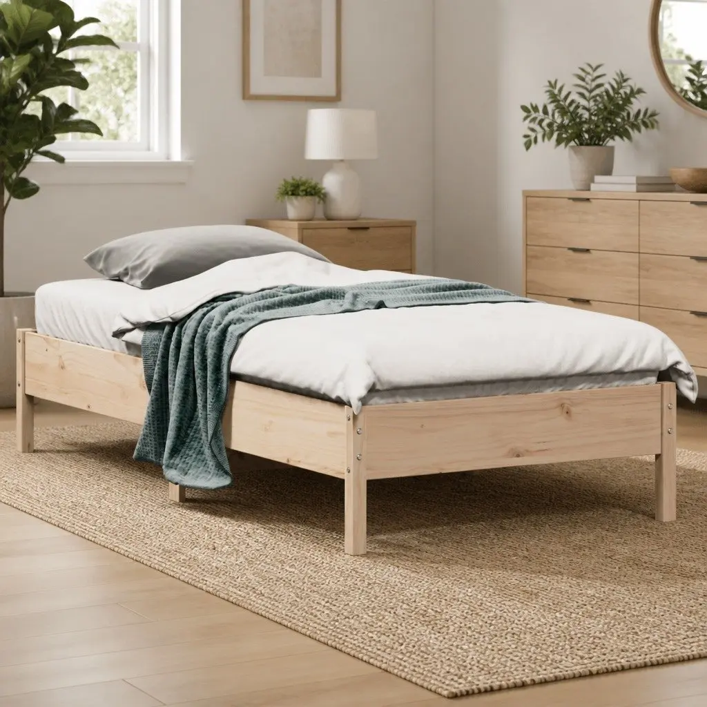 Bed Frame 90x190 cm Solid Pine Wood Slats Brown Bedroom Furniture