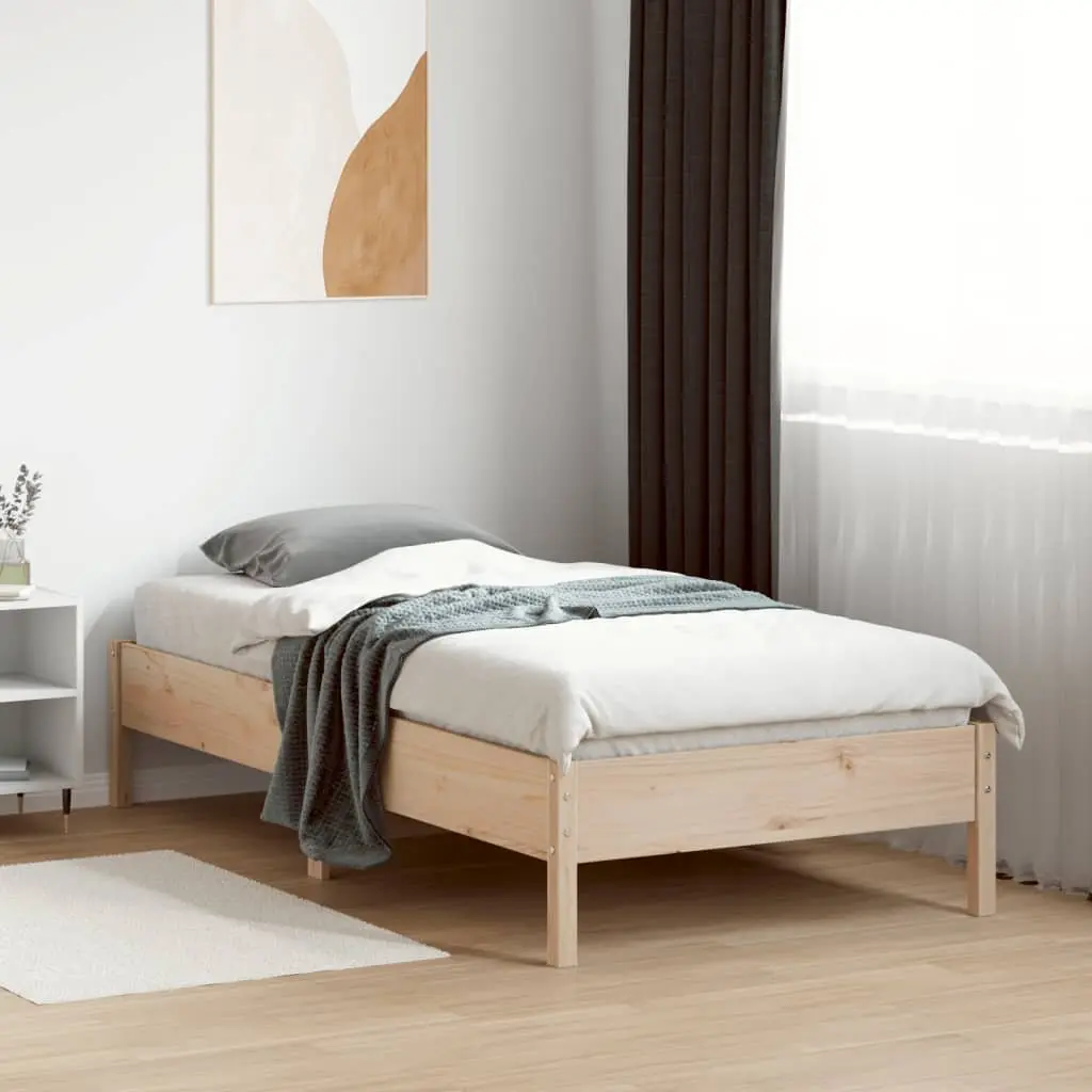 Bed Frame 90x190 cm Solid Pine Wood Slats Brown Bedroom Furniture
