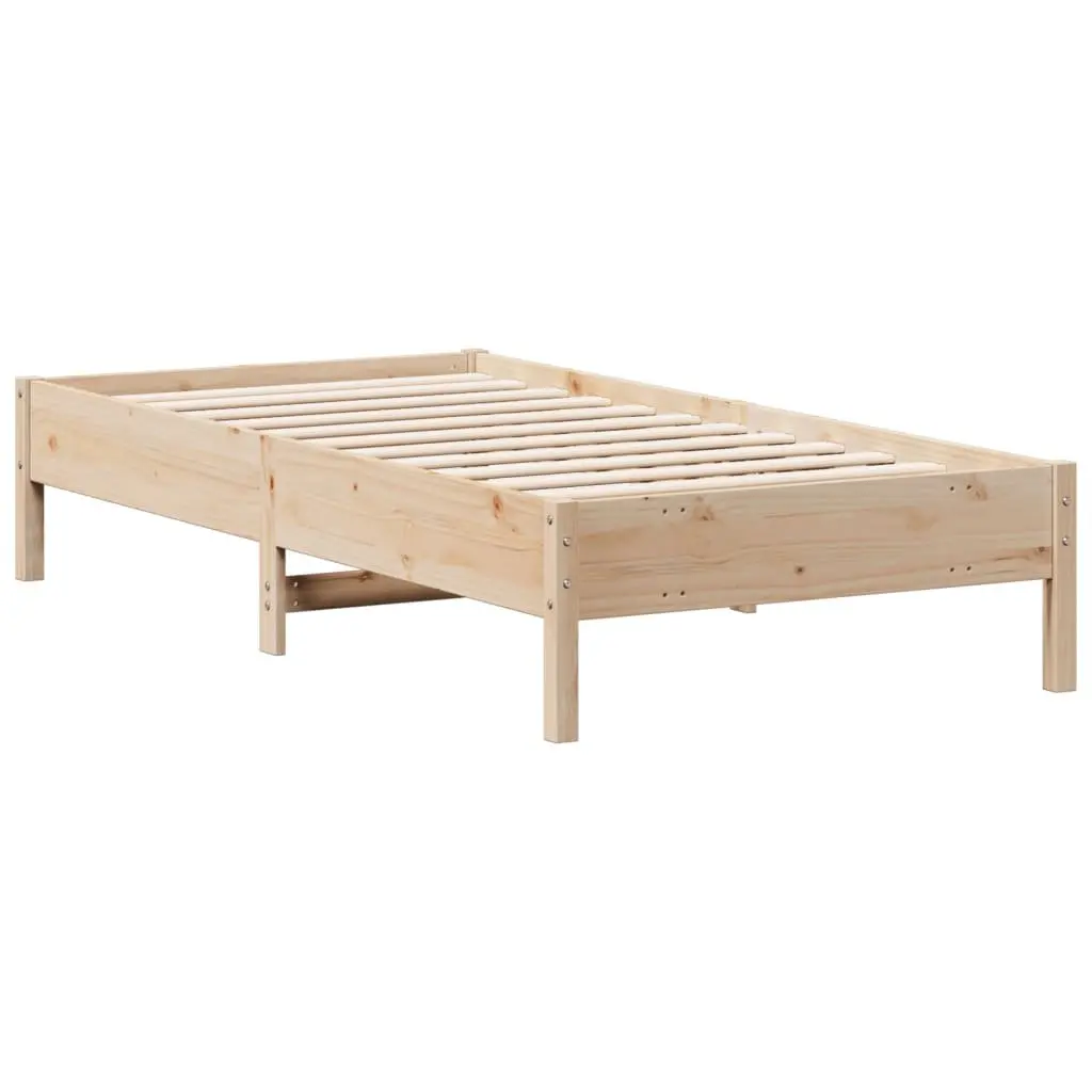 Bed Frame 90x190 cm Solid Pine Wood Slats Brown Bedroom Furniture