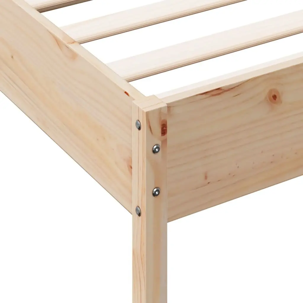 Bed Frame 90x190 cm Solid Pine Wood Slats Brown Bedroom Furniture