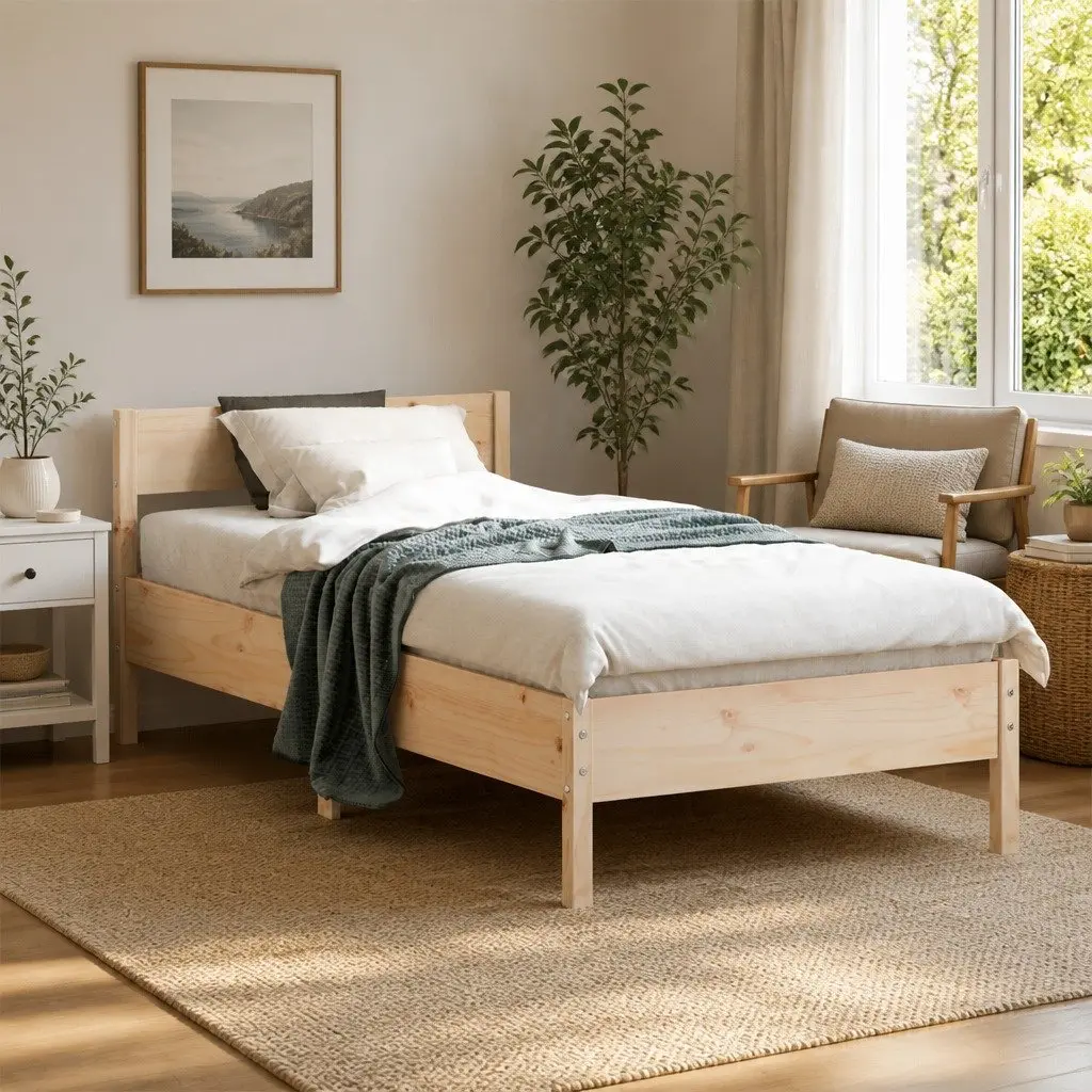 Solid Wood Pine Bed Frame Bedroom 90x190 cm Brown