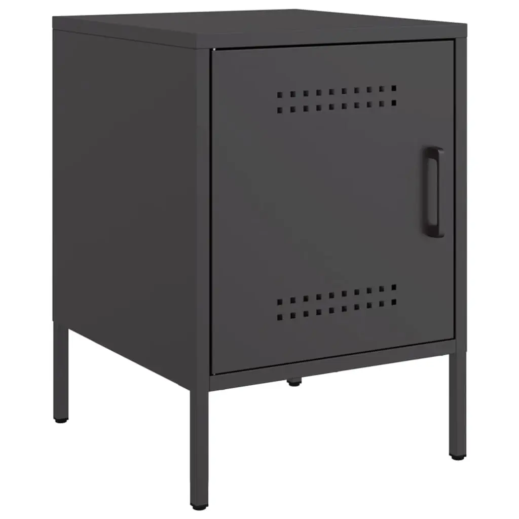 Bedside Cabinets 2 Piece Black Industrial Nightstand Storage Side Table
