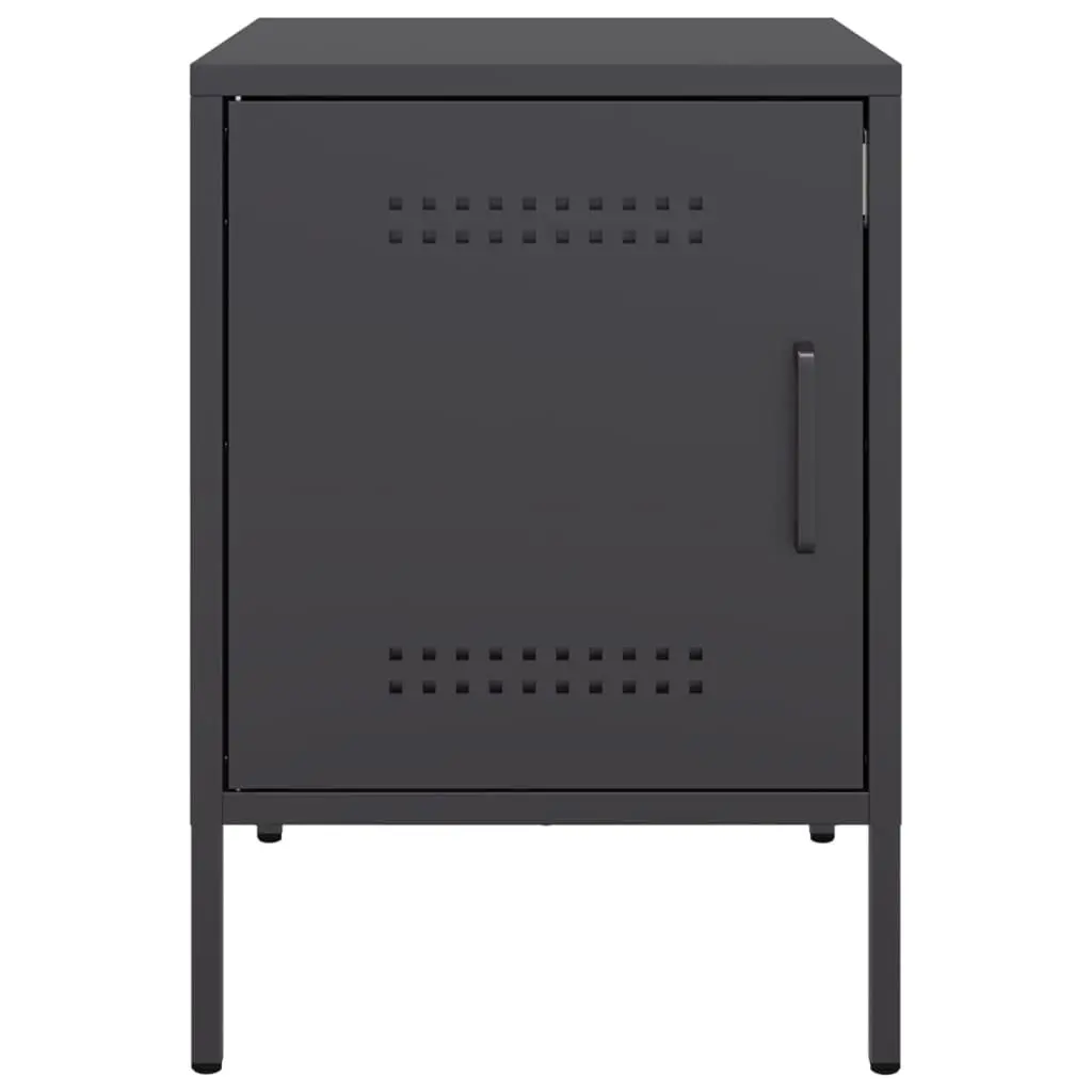 Bedside Cabinets 2 Piece Black Industrial Nightstand Storage Side Table