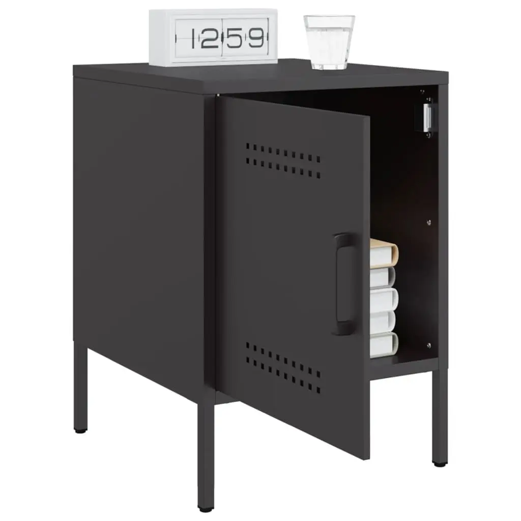 Bedside Cabinets 2 Piece Black Industrial Nightstand Storage Side Table