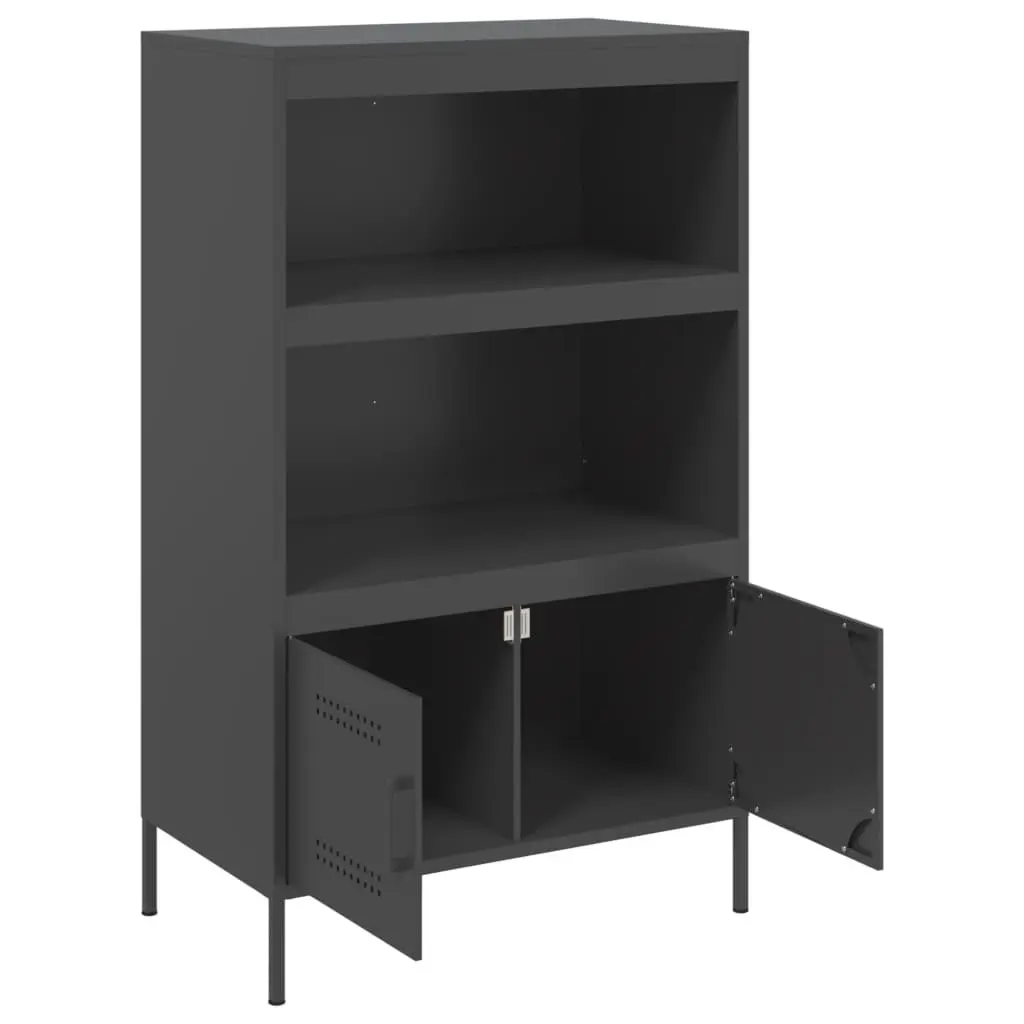 Highboard Storage Cabinet Black Industrial Style Living Room Bedroom 68 x 39 x 113 cm