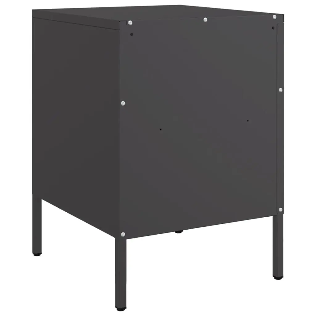 Bedside Cabinets 2 Piece Black Industrial Steel Storage Side Tables 36x39x50.5cm