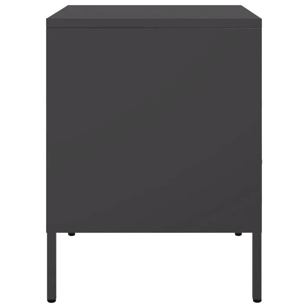 Bedside Cabinets 2 Piece Black Industrial Steel Storage Side Tables 36x39x50.5cm