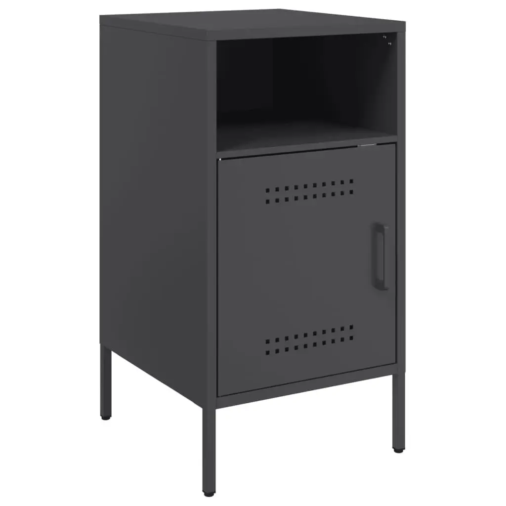 Industrial Style Bedside Cabinets Storage 2 Piece Set Black 36x39x68 cm for Bedroom Living Room Nightstand Table