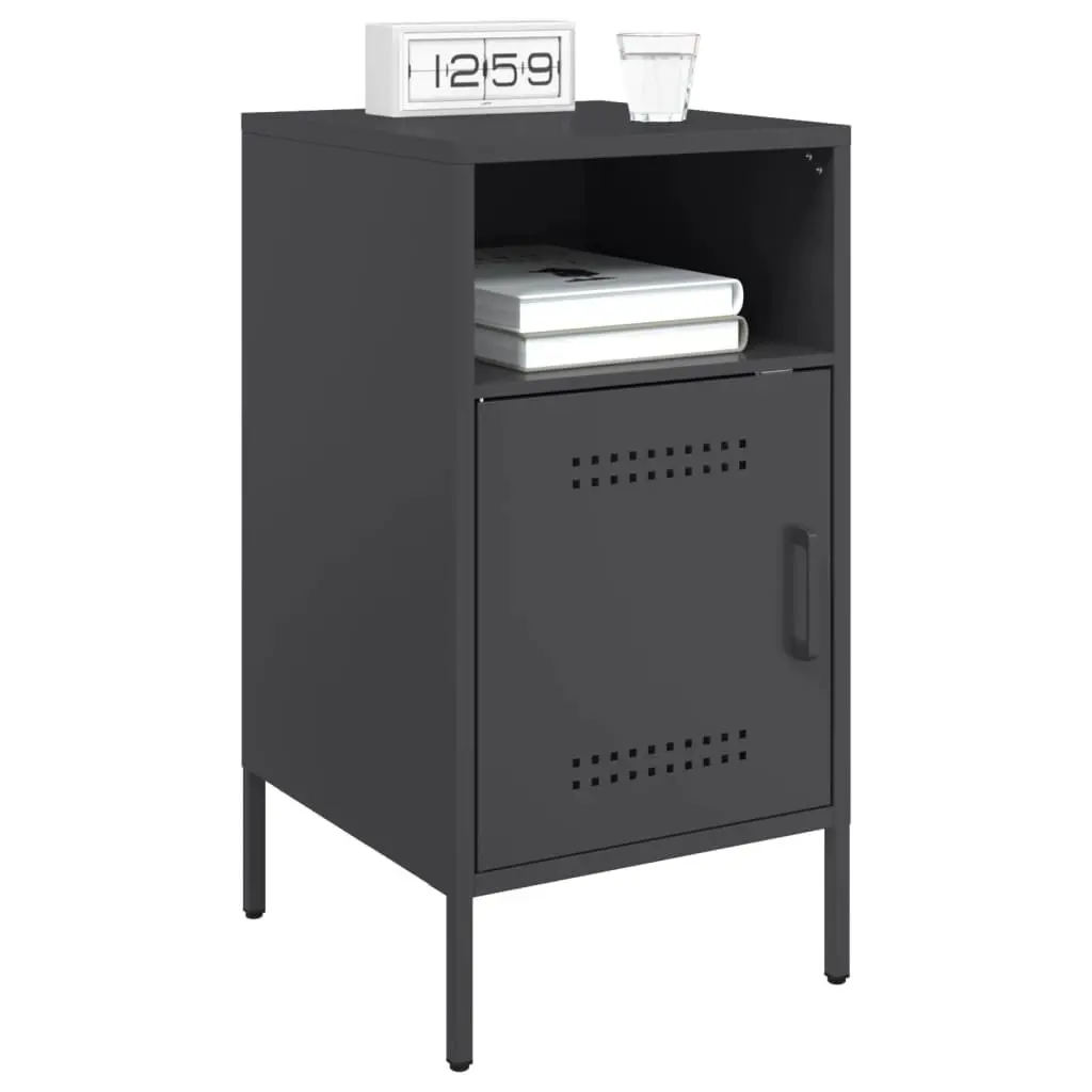 Industrial Style Bedside Cabinets Storage 2 Piece Set Black 36x39x68 cm for Bedroom Living Room Nightstand Table