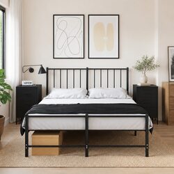 Bedside Cabinets 2 pcs Black 36x39x68 cm Industrial Style Storage Table
