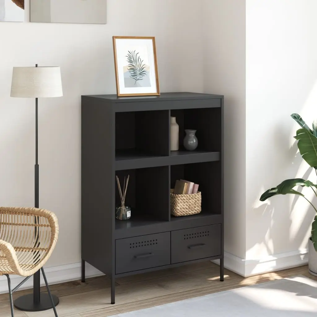 Highboard Cabinet for Living Room or Bedroom Black 68x39x101.5cm Storage Sideboard Industrial Style