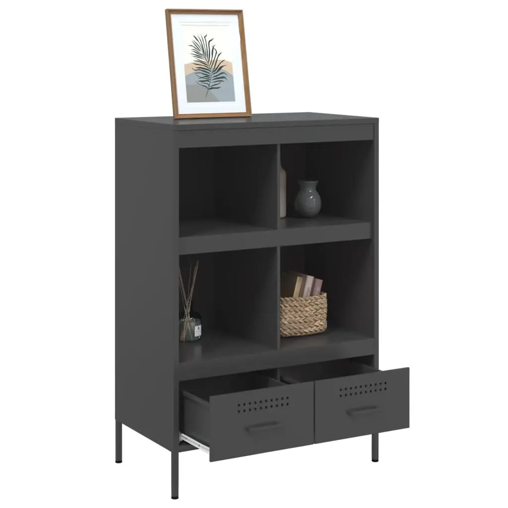 Highboard Cabinet for Living Room or Bedroom Black 68x39x101.5cm Storage Sideboard Industrial Style