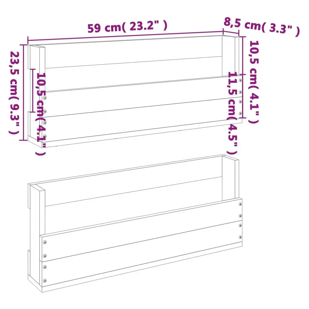 Wall-Mounted Shoe Rack 2 Pieces Solid Pine Wood Organizer Storage Brown