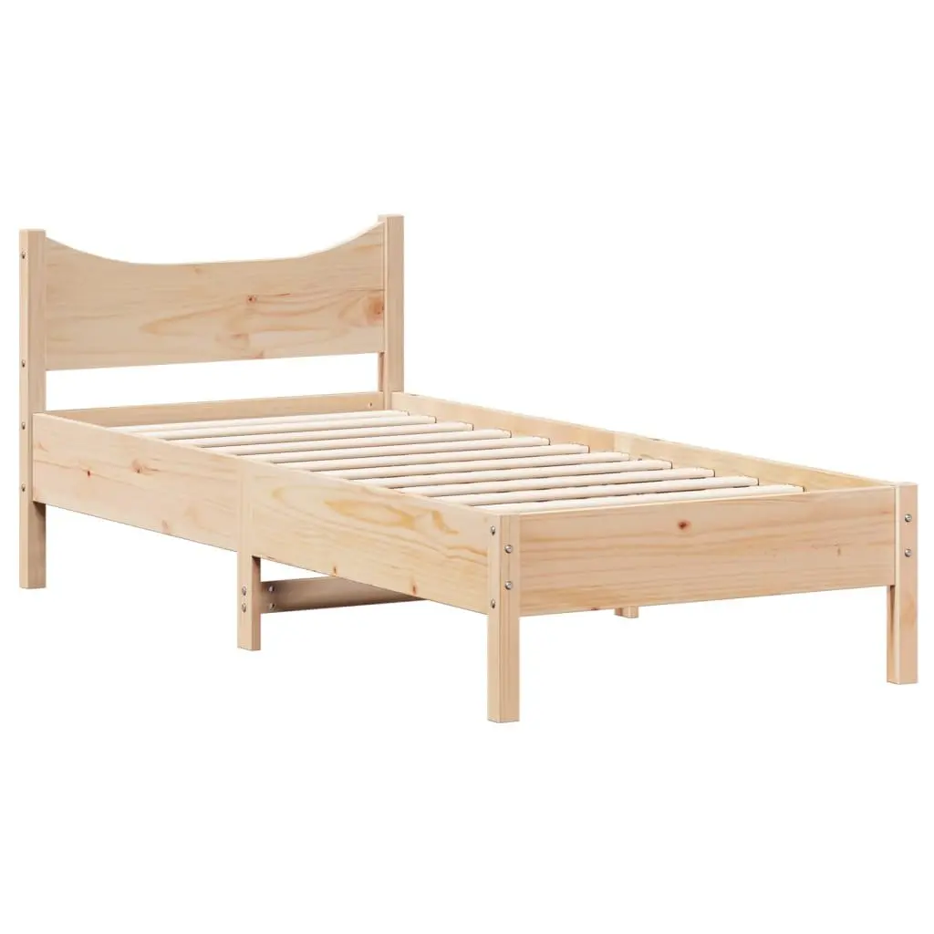 Single Bed Frame 92x187 cm Solid Wood Pine Bedroom Furniture Slatted Base