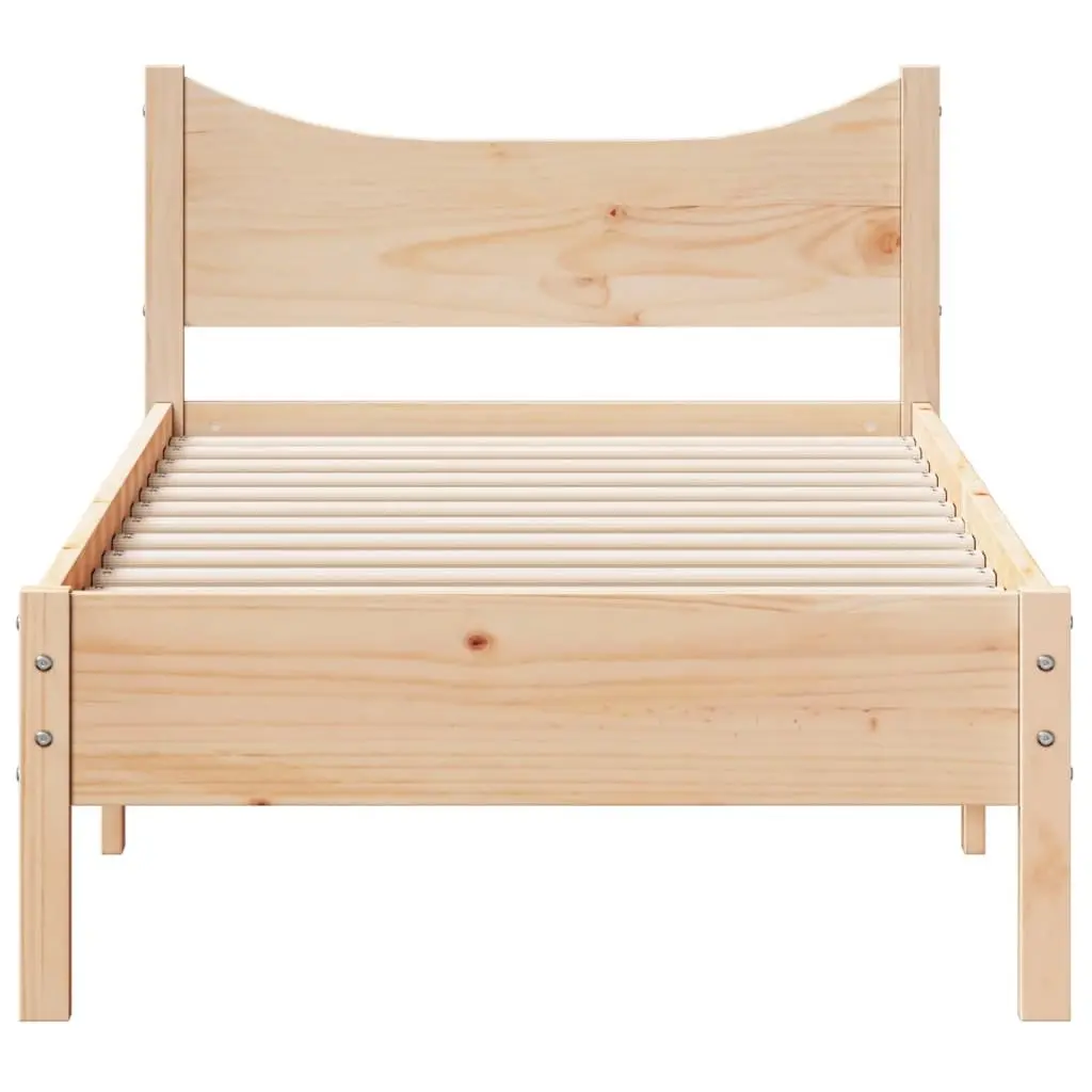 Single Bed Frame 92x187 cm Solid Wood Pine Bedroom Furniture Slatted Base