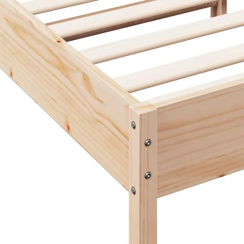 Solid Wood Pine Bed Frame 90x190 cm Brown Bedroom Furniture Wooden Slats