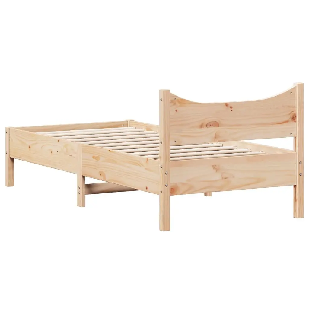 Solid Wood Pine Bed Frame 90x190 cm Brown Bedroom Furniture Wooden Slats