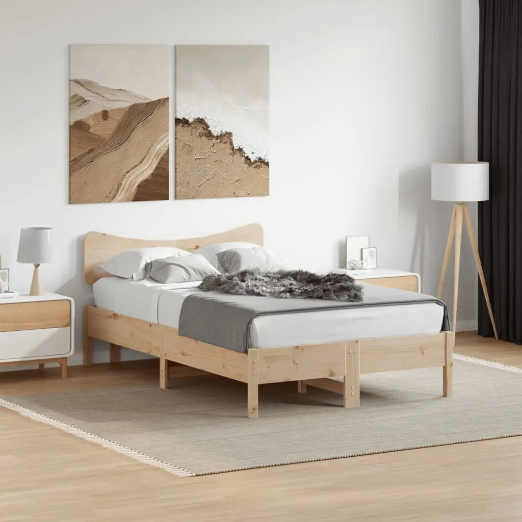Wooden Headboard Bedroom 135 cm Solid Pine Wood Back Support Brown