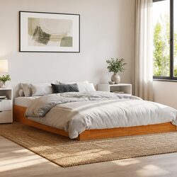150x200 cm Bed Frame Solid Pine Wood Brown
