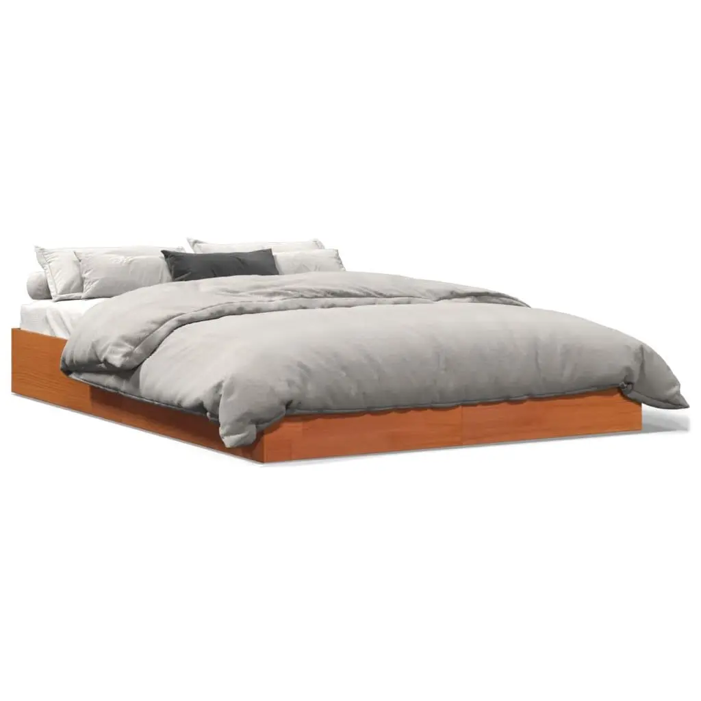 Bed Frame Solid Wood Pine Brown 150x200 cm Bedroom Furniture