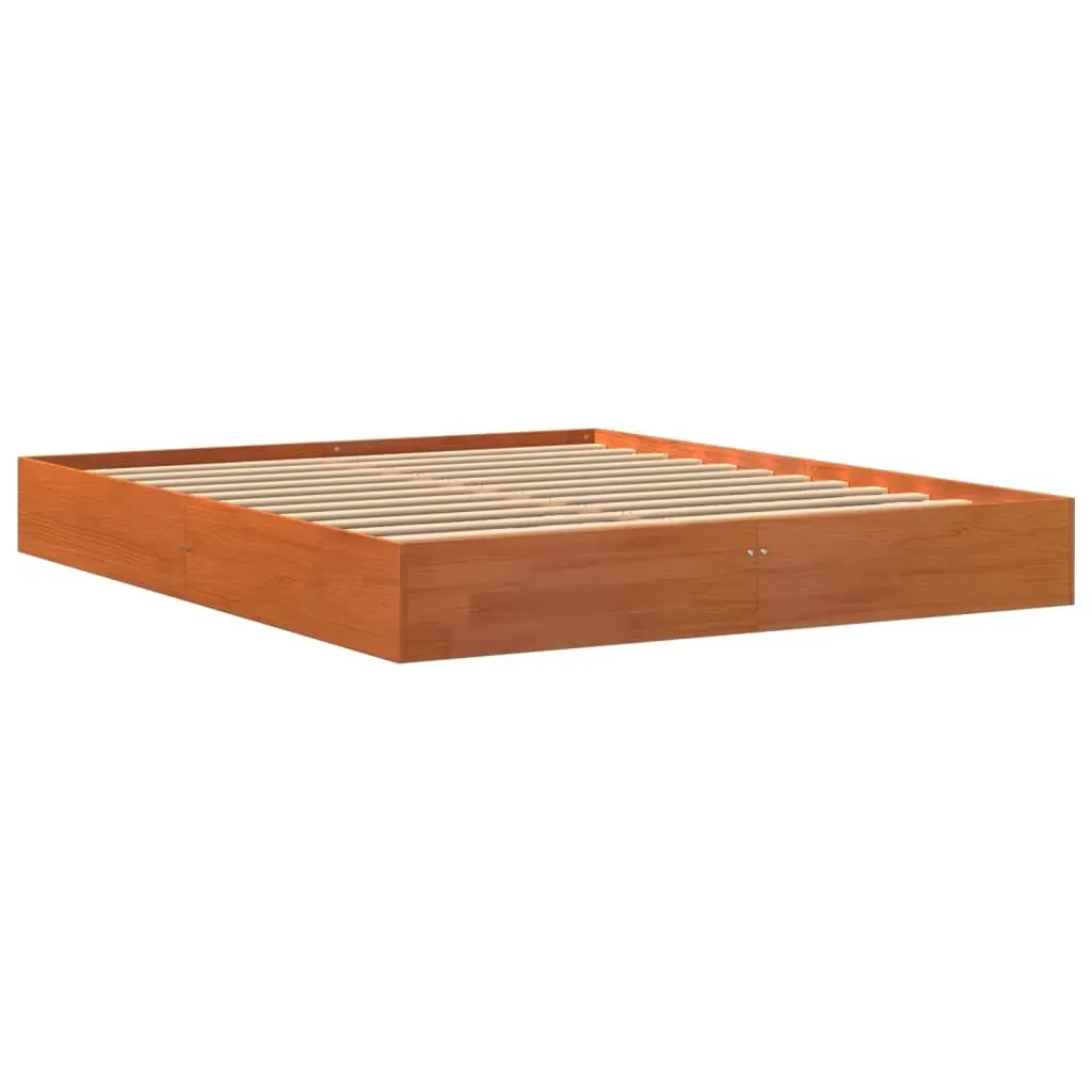 Bed Frame Solid Wood Pine Brown 150x200 cm Bedroom Furniture