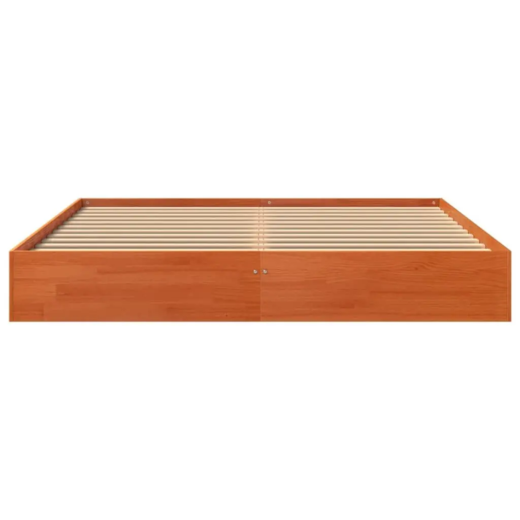 Bed Frame Solid Wood Pine Brown 150x200 cm Bedroom Furniture