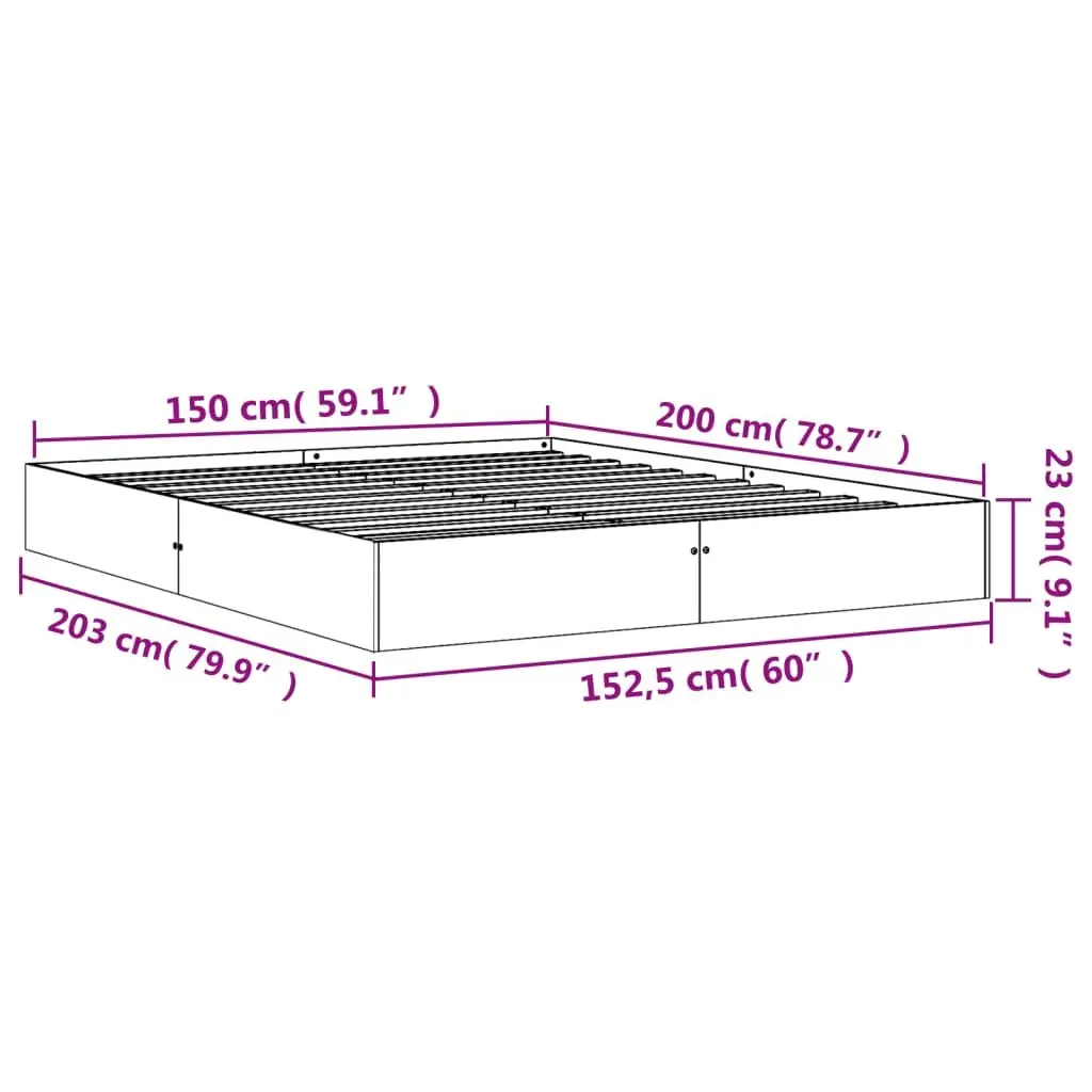 Bed Frame Solid Wood Pine Brown 150x200 cm Bedroom Furniture