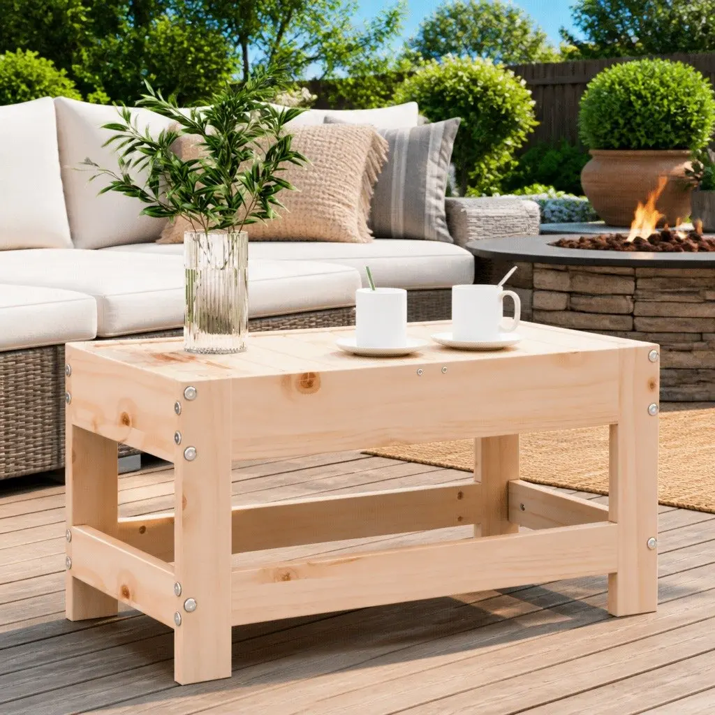 Garden Footstool Ottoman Wood Outdoor Seating Patio Furniture Sectional Unit