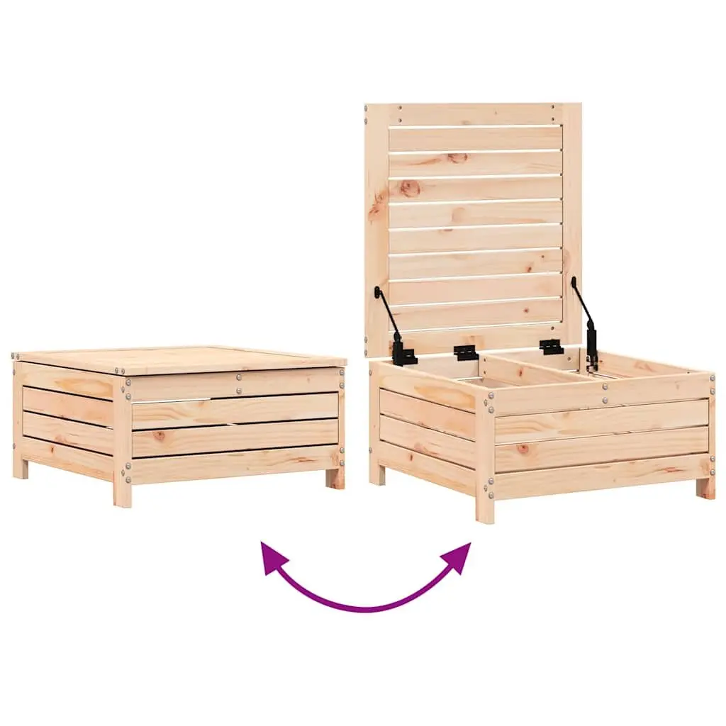 Outdoor Footstool Ottoman in Brown Wood