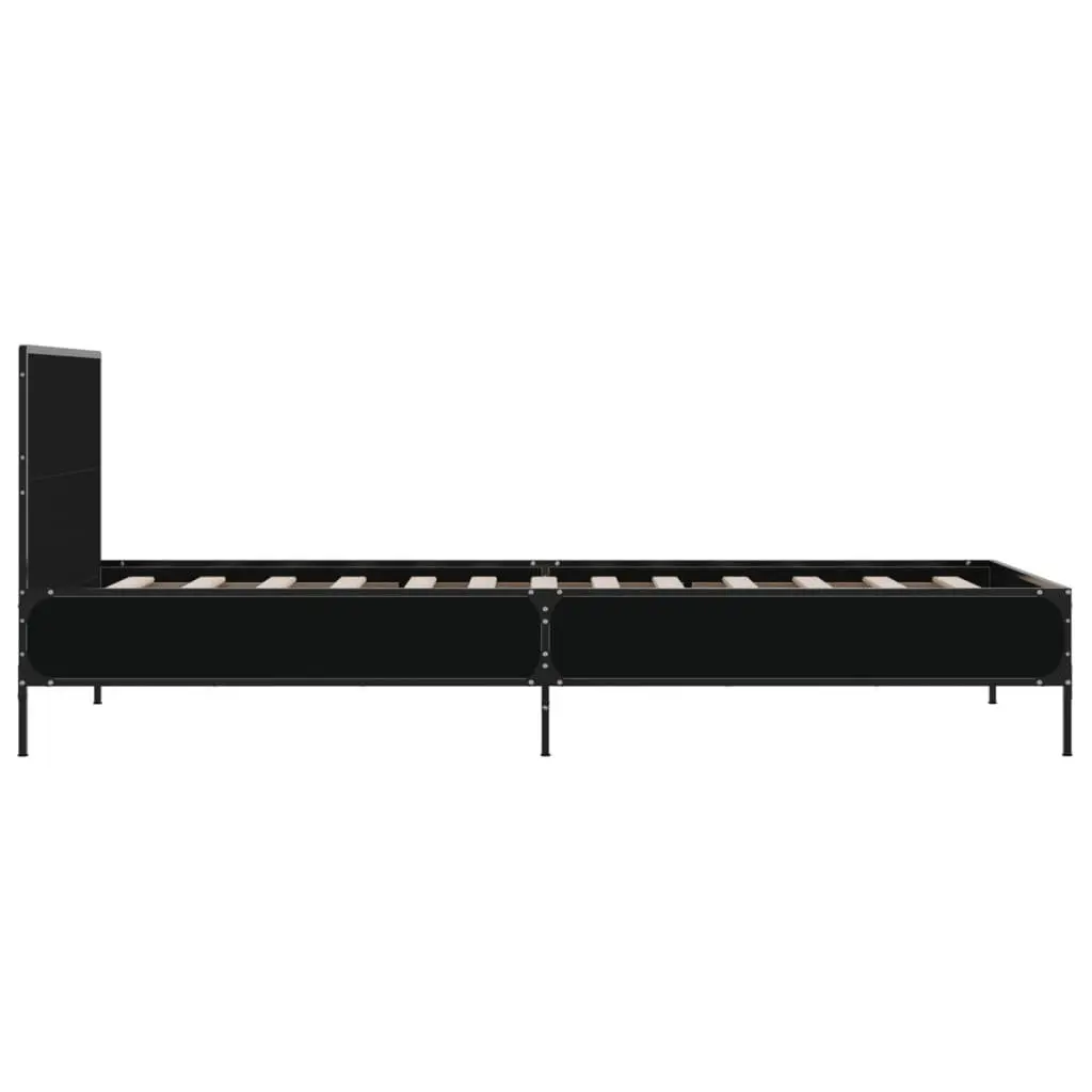 Bed Frame for Bedroom 90x190 cm Engineered Wood with Metal Legs and Plywood Slats