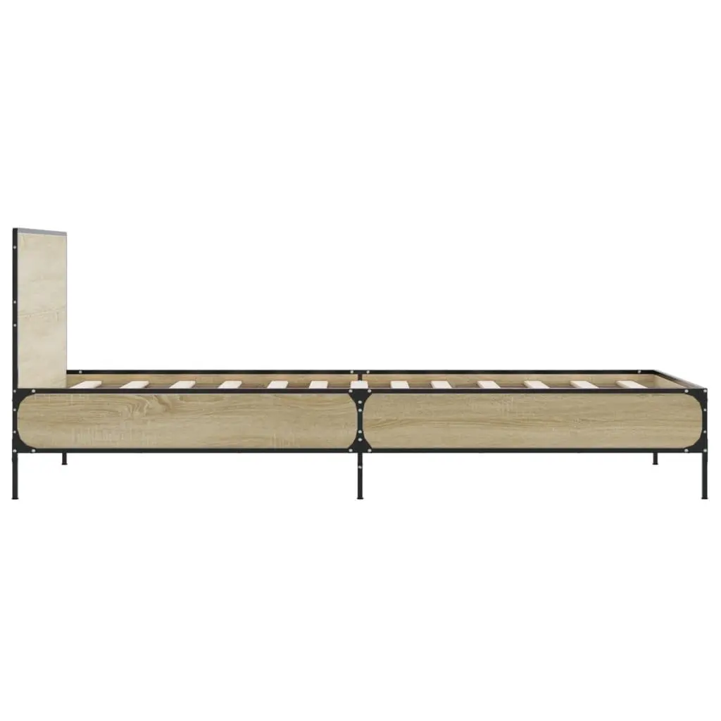 Bed Frame Single 90x190cm Brown Wooden Slats Headboard Support Sleep Furniture
