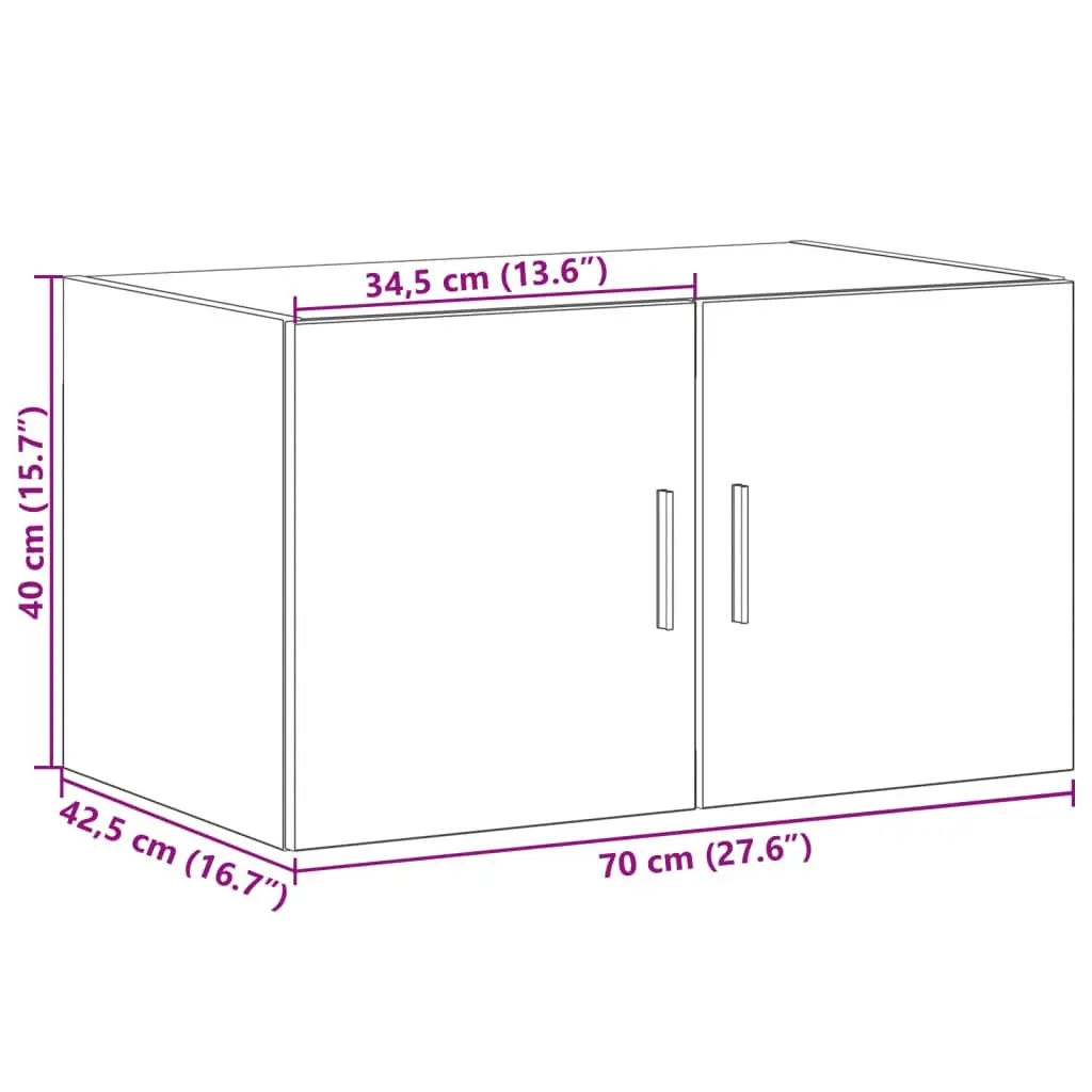 Wall Cabinet for Living Room Bedroom Garage 70 x 42.5 x 40 cm Sonoma Oak Brown Engineered Wood Storage Hanging Furniture