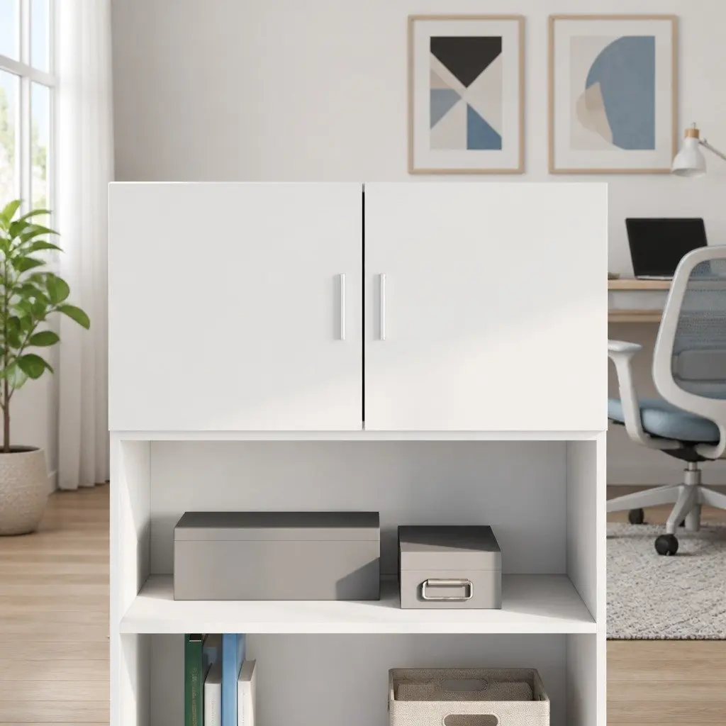 Wall Cabinet Storage Engineered Wood White Hanging Cabinet Bedroom Living Room 80 x 42.5 x 40 cm