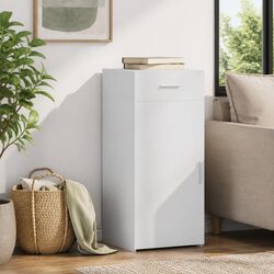 White Engineered Wood Sideboard Storage Cabinet Dimensions 40x42.5x93cm