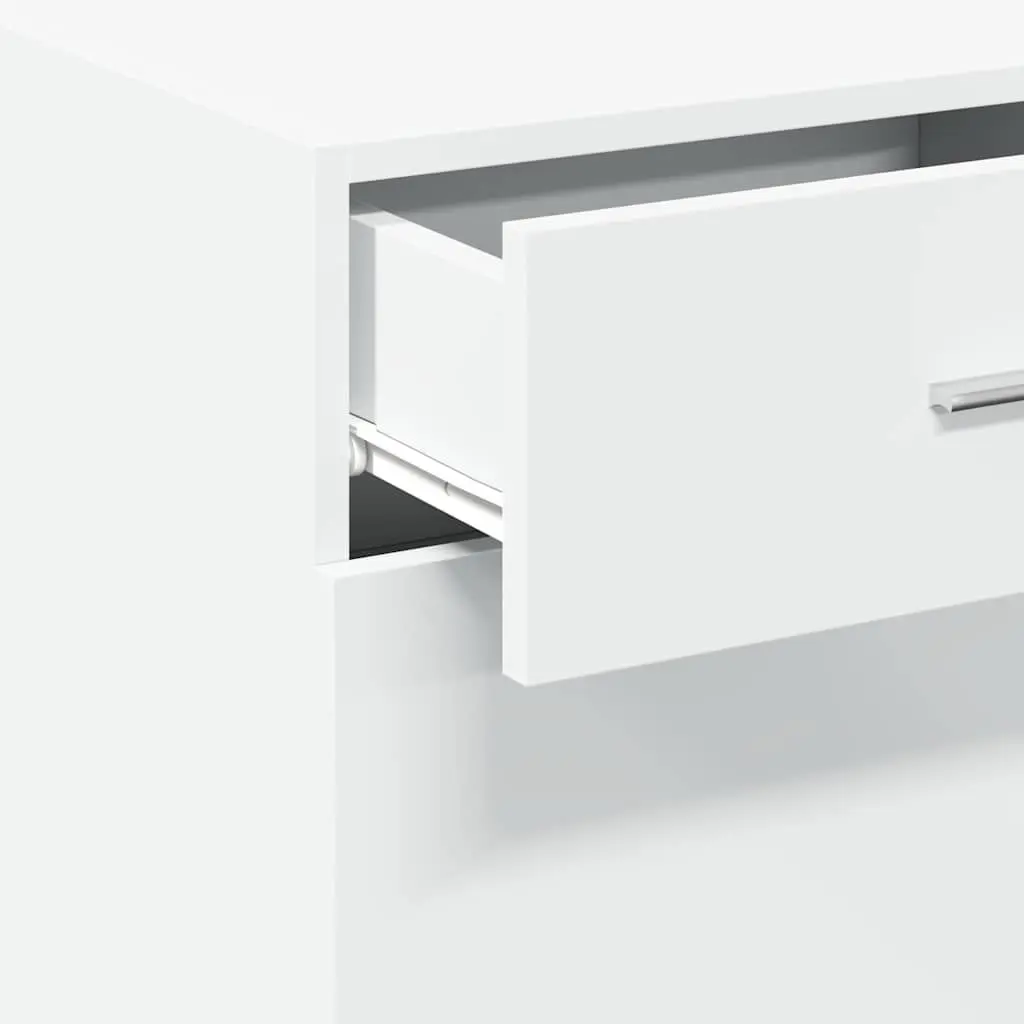 White Engineered Wood Sideboard with Storage Options