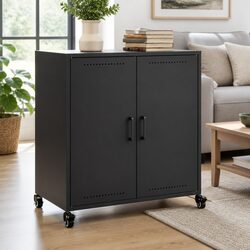 Specifications of a Black Storage Sideboard with Wheels