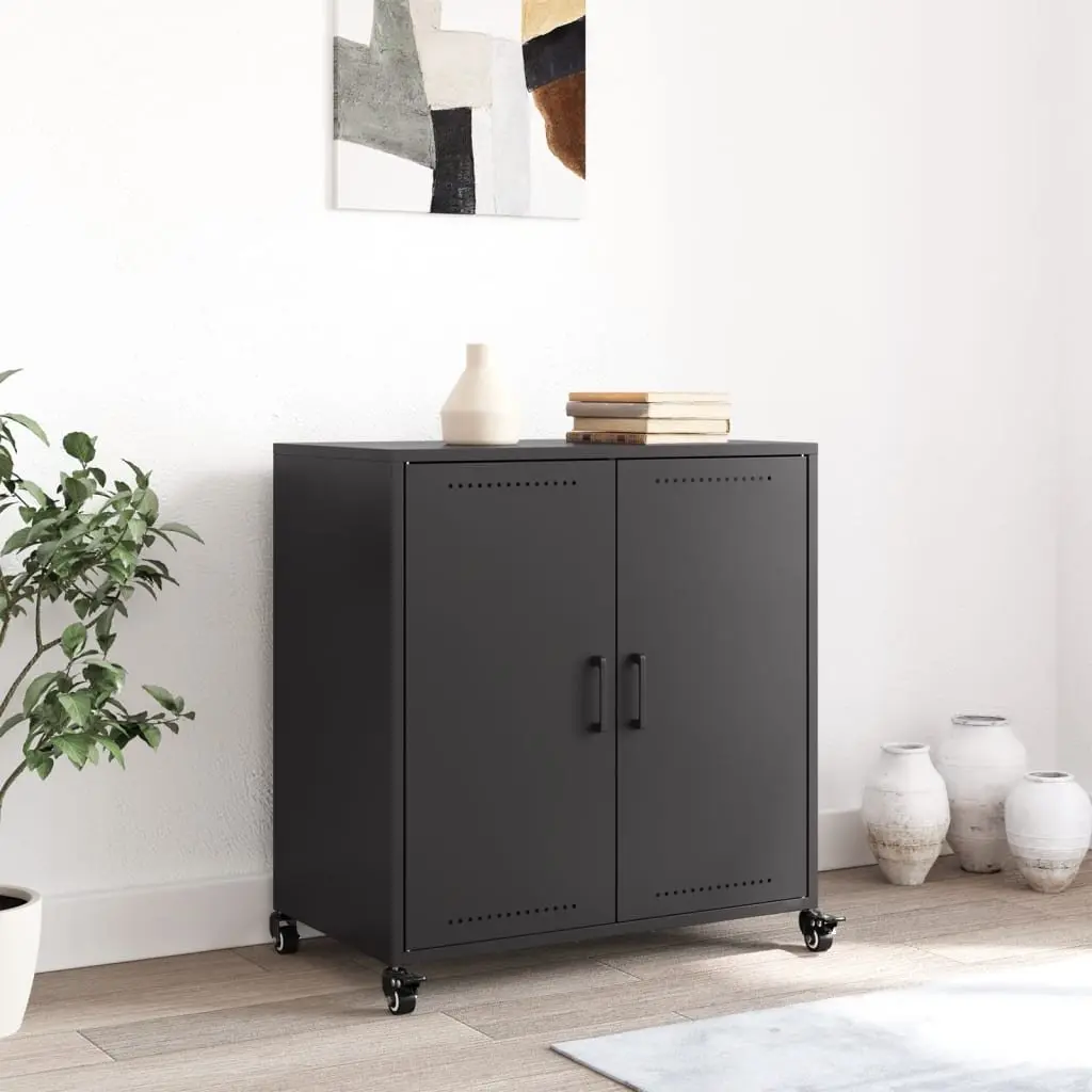 Black Storage Sideboard with Wheels