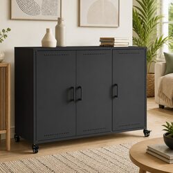 Specifications of Black Storage Cabinet on Wheels, 100.5x39x72cm