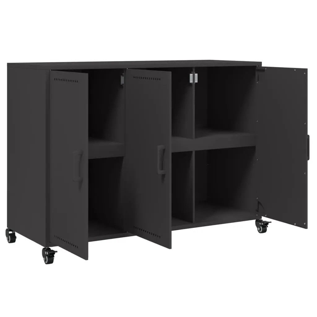 Black Storage Cabinet on Wheels, 100.5x39x72cm