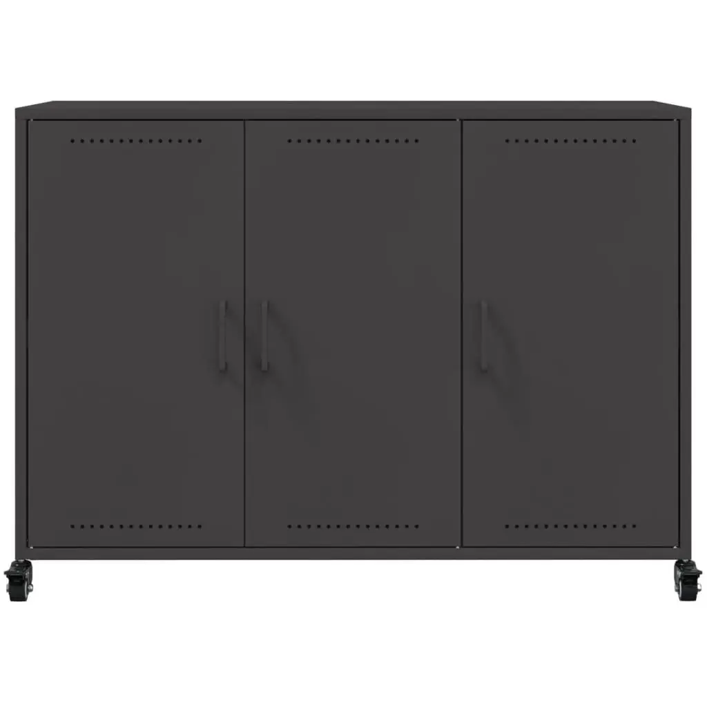 Black Storage Cabinet on Wheels, 100.5x39x72cm