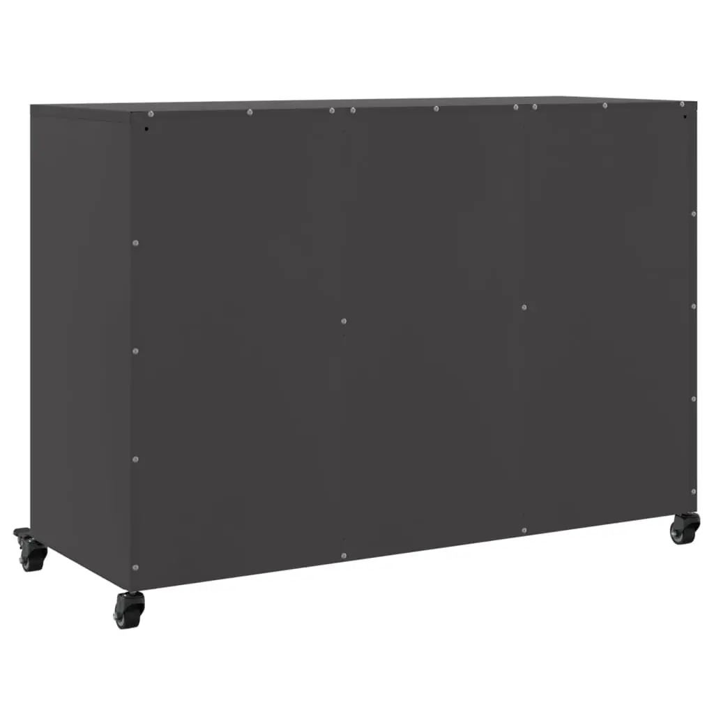 Black Storage Cabinet on Wheels, 100.5x39x72cm