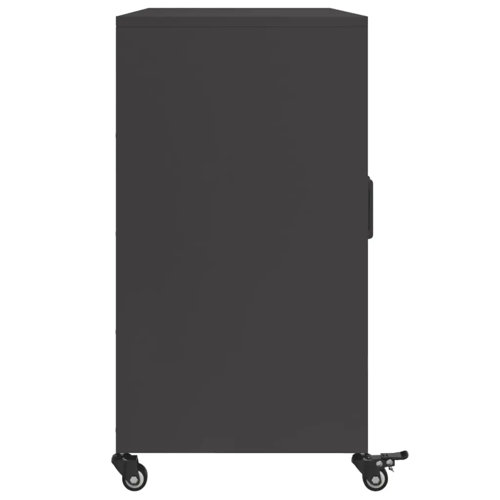 Black Storage Cabinet on Wheels, 100.5x39x72cm
