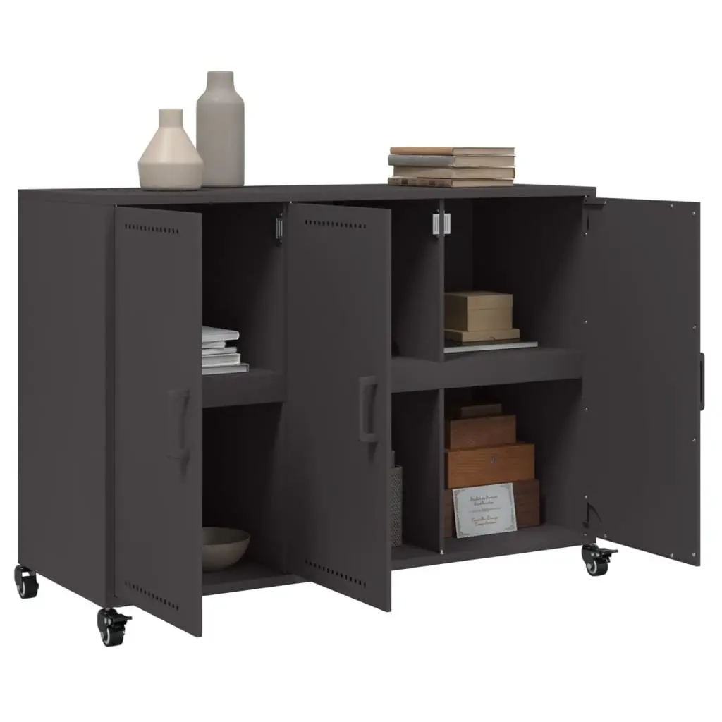 Black Storage Cabinet on Wheels, 100.5x39x72cm