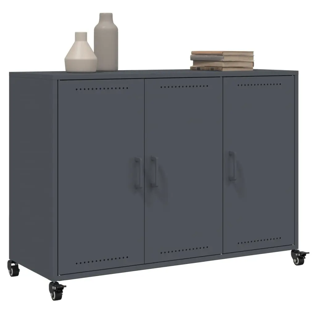 Sideboard Anthracite Storage Cabinet with Wheels Elegant Interior Furniture