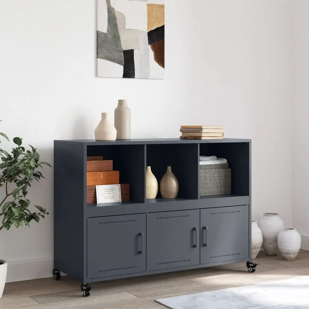 Anthracite Storage Cabinet with Wheels
