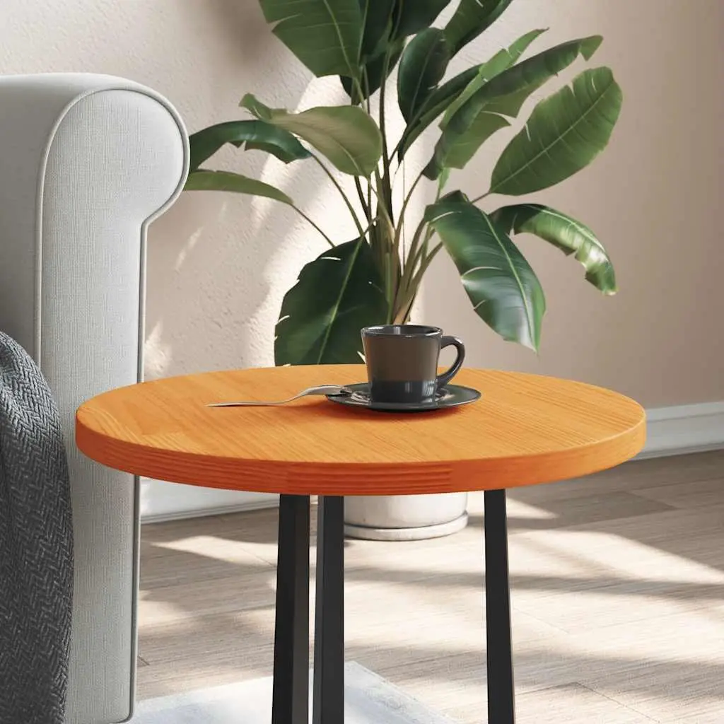 Round Wooden Table Top Brown Solid Pine Wood Dining Kitchen Furniture Surface
